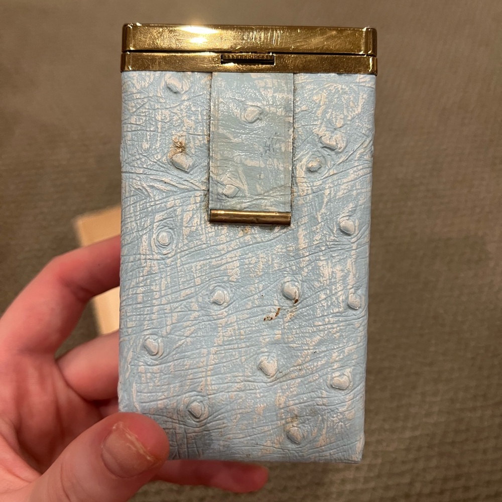 1950s blue ostrich cigarette case
